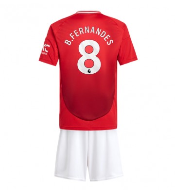 Manchester United Bruno Fernandes #8 Hemmakläder Barn 2024-25 Kortärmad (+ Korta byxor)